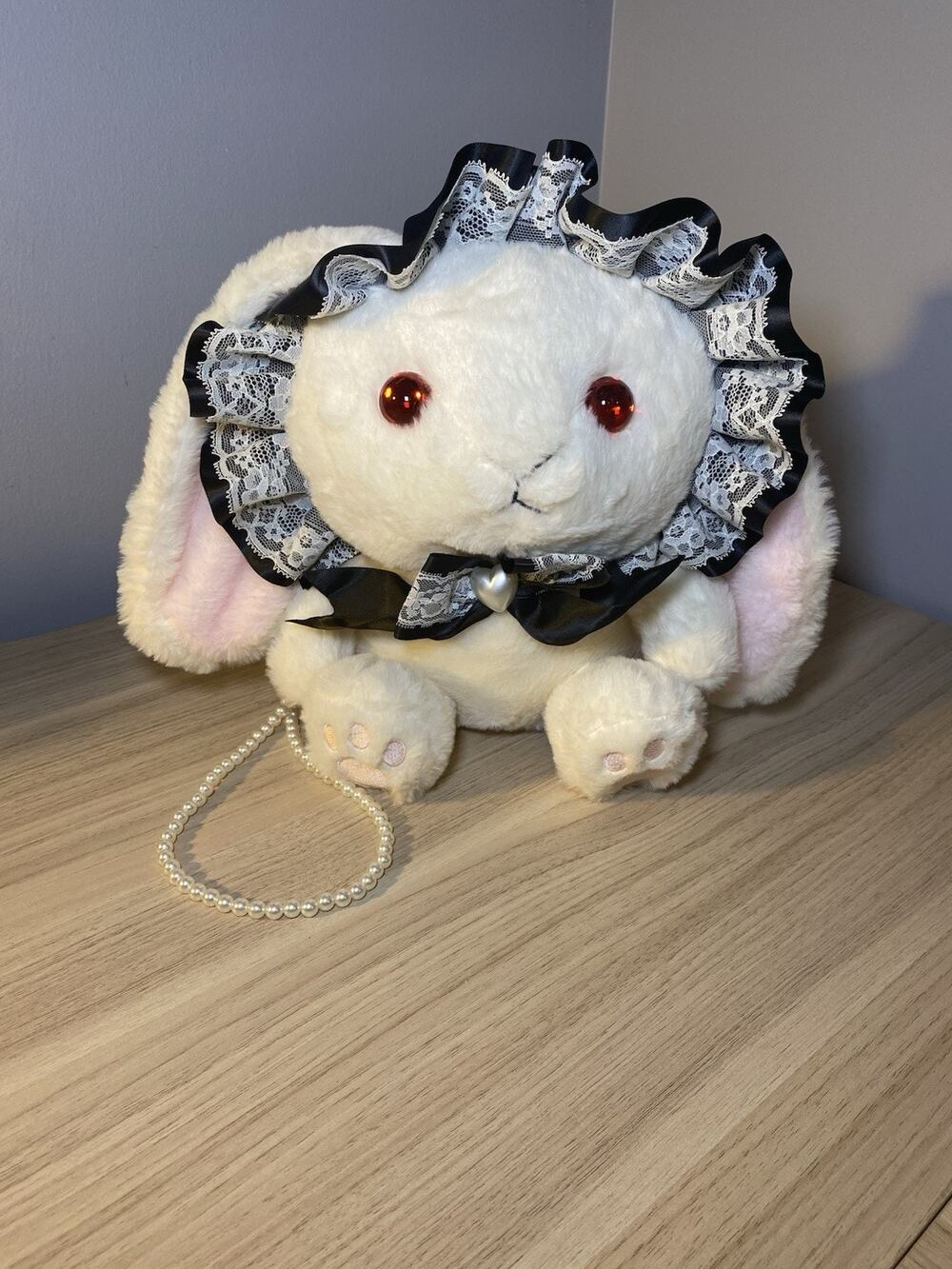Goth White Rabbit Lolita Plush Pearl Crossbody bag Hot Topic NWOT